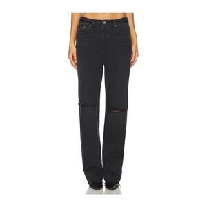 Grlfrnd Distressed Black Bella Boyfriend Denim Jeans Size 24